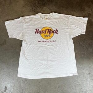 Vintage 90s single stitch Hard Rock Cafe Washington DC white tee Men's Size XL